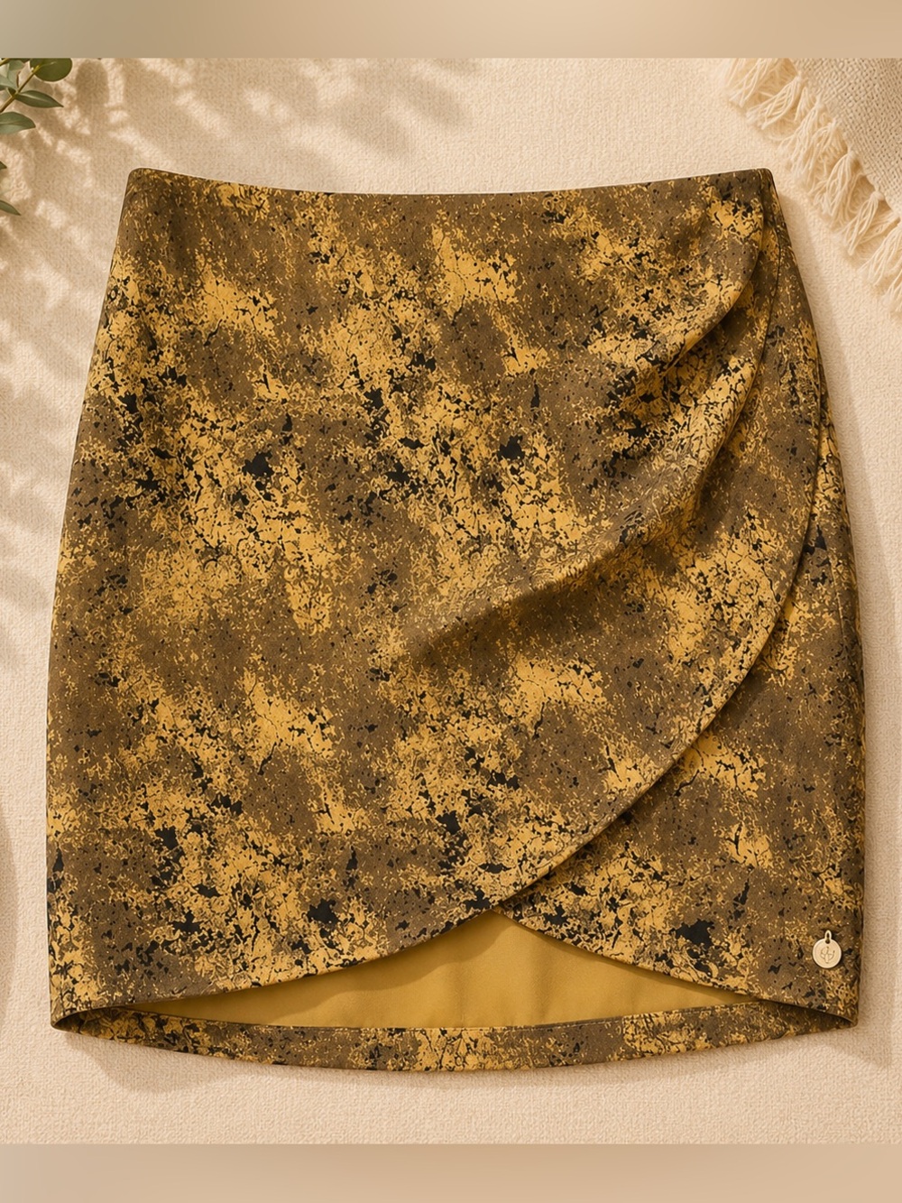 Maison Scotch Createurs De Vetements Print Crepe Ruched Mini Skirt Size 1